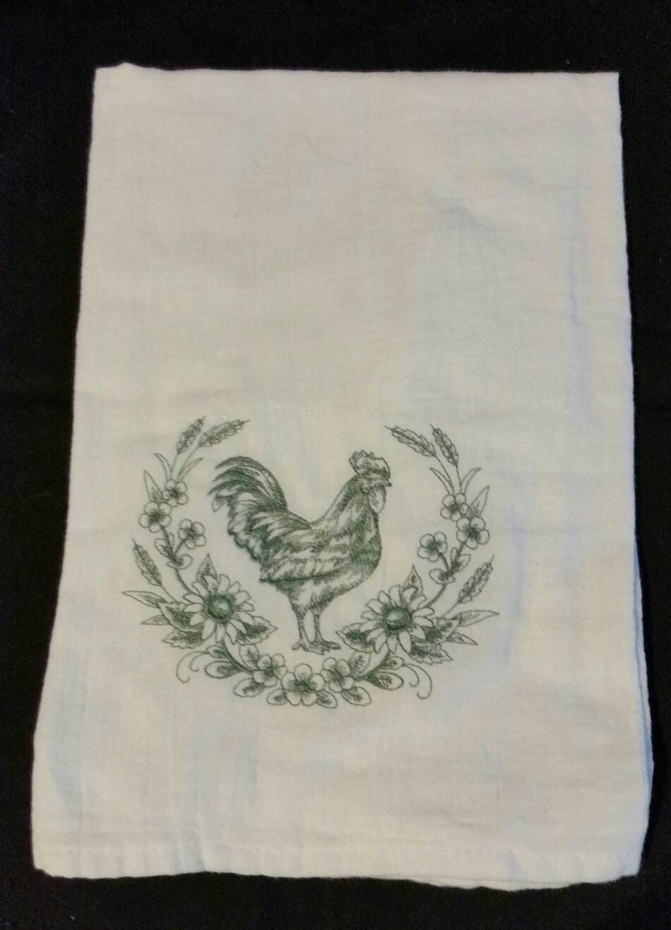 Rooster Flour Sack Towels Custom Embroidered Dish Towels Tea Towels - Etsy