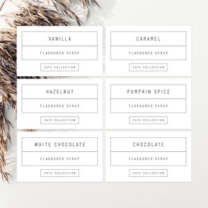 Etiketten koffiesiroop | Set van 9 | Koffieetiketten | Siroopetiketten | Minimale labels | Waterdichte labels | Rechthoekige labels