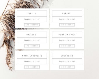 Coffee Syrup Labels | Set of 9 | Coffee Labels | Syrup Labels | Minimal Labels | Waterproof Labels | Rectangular Labels
