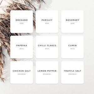 Spice Labels | Minimal Labels | Kitchen Labels | Waterproof Labels | Square Labels