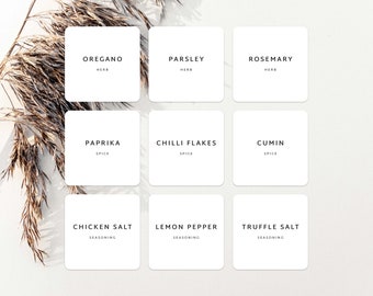 Kruidenetiketten | Minimale labels | Keukenlabels | Waterdichte labels | Vierkante etiketten