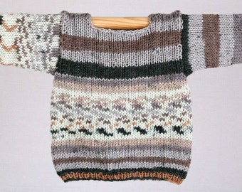 Strickpullover in Naturfarben im Jaquardmuster,  ca Gr. 92