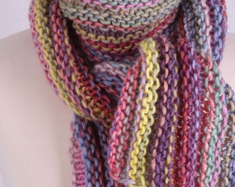 Strick Schal in Pastell - Bunt  im Wurmmuster handgestrickt!