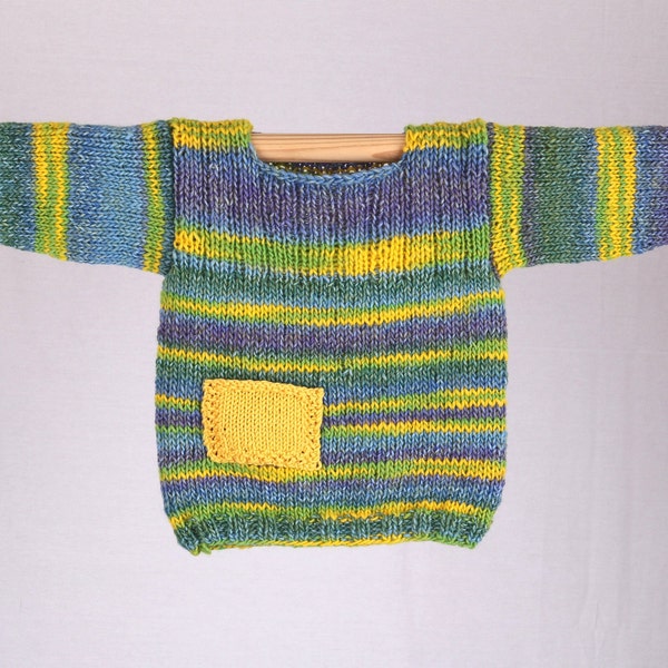 Kinder - Strick-Pullover mit Tasche ca Gr. 98 tolle Farben , handgestrickt!