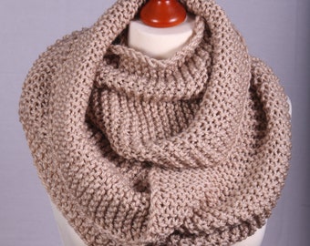 Rundschal-Tube-Loop Strickloop aus Merino Alpaka in Beige