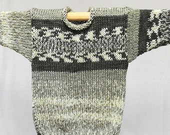 Kinder-Strick- Pullover im Norwegerstil,ca Gr. 110 Handgestrick