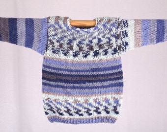 Kinder-Strick- Pullover , Norwegerstil,ca Gr. 110/116 ,Handgestrickt