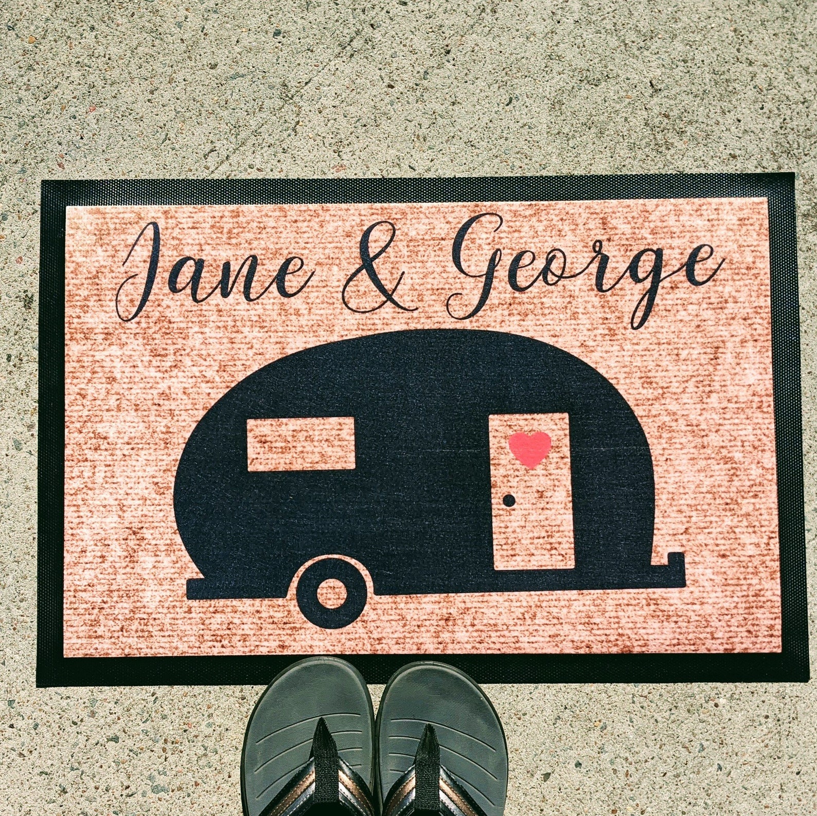 Script font caravan personalised doormat Custom doormat Etsy