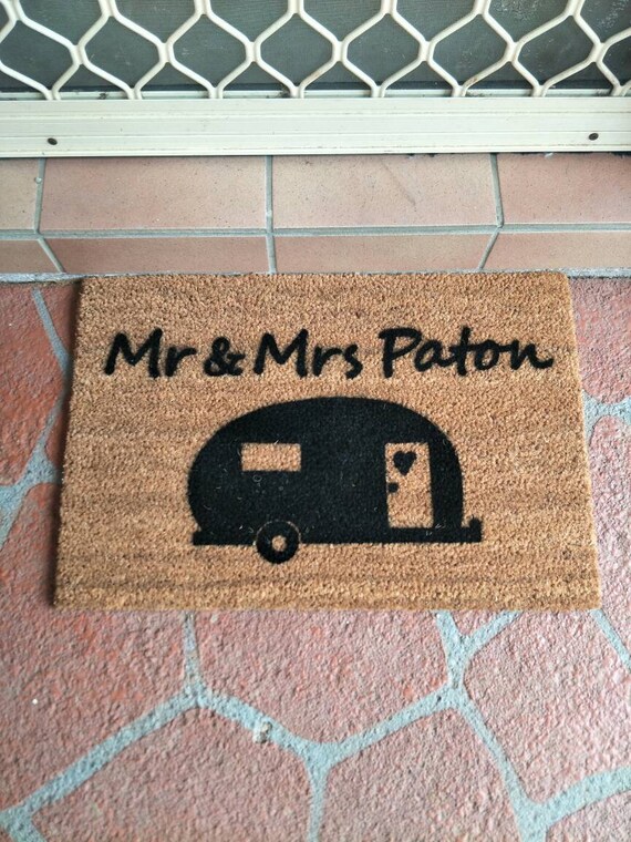 Caravan Personalised Doormat With Heart Mrandmrs Etsy