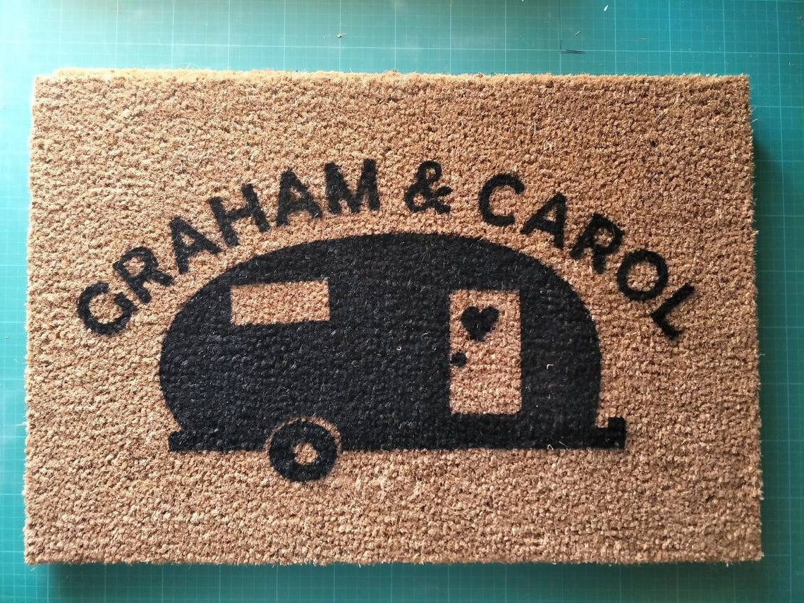 Caravan doormat personalised with curved text caravan door Etsy