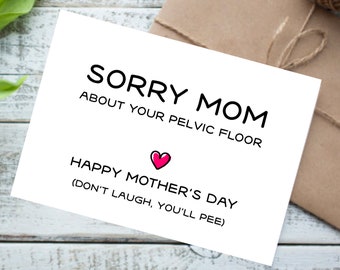 Funny Card for Mum, Mother's Day Card, Funny Mothers Day Card, Funny Card for Her, Sorry Mom Card, Don't Laugh You'll Pee, Instant Download