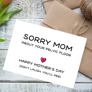 Funny Card for Mum, Mother&#39;s Day Card, Funny Mothers Day Card, Funny Card for Her, Sorry Mom Card, Don&#39;t Laugh You&#39;ll Pee, Instant Download
