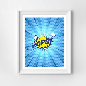 Superhero Signs, Pop Art OOOPS!, Superhero Sound Effects, Funny Art, Digital Download Print, Printable Art, Instant Download