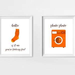 Funny Laundry Room Wall Print, 2 Piece Orange Print Set, Laundry Room Decor, Inspirational Wall Art, Funny Wall Art Print, Instant Download