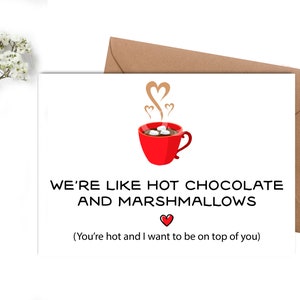 Somos como chocolate caliente y malvaviscos, tarjeta de San Valentín divertido, divertido te amo tarjeta, tarjeta de aniversario, tarjeta de cumpleaños, descarga instantánea