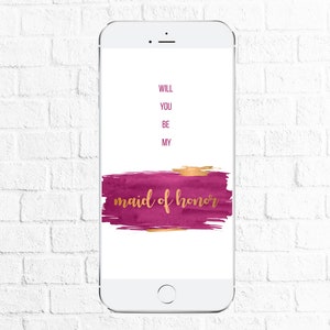 Maid of Honor Electronic Invitation, Will You Be My Maid of Honor Proposal Card evite, Wedding Card, Proposal Card,  SMS Digital Smart phone