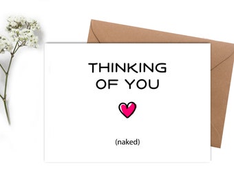 Thinking of You Naked, Naughty Valentine's Day Card For Him, Funny Love Card, Anniversary Card, Birthday Card for him/her, Instant Download