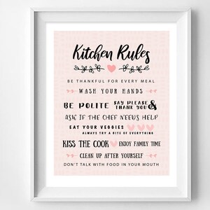 Kitchen Rules, My Kitchen My Rules, Kitchen Wall Art, Kiss the Cook, Modern Kitchen Art, Inspirational Wall Art, Instant Download