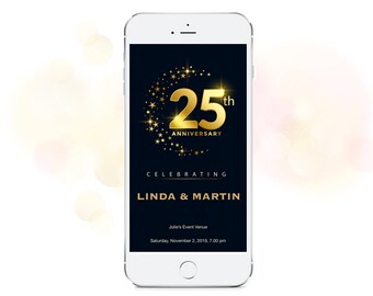 Electronic Wedding Anniversary Invitation, Digital Smartphone Party Invite, SMS-Whatsapp Birthday Party, Save the Date, Instant Download