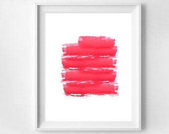 Abstract Painting, Watercolour Wall Art Print, Pink Decor, Brush Stroke, Minimalist Wall Art, Digital Download Print, Instant Download