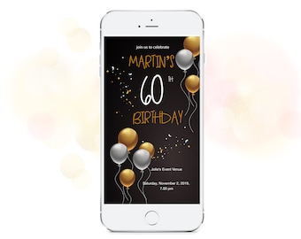 Electronic Birthday Event Invitation, Digital Smartphone Party Invite, SMS-Whatsapp Anniversary Invitation, Save the Date, Instant Download
