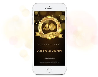 Electronic Wedding Anniversary Invitation, Digital Smartphone Party Invite, SMS-Whatsapp Birthday Party, Save the Date, Instant Download