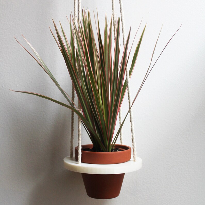 Indoor Planter Medium Size Pot 4 3D Printed Bioplastic White Plant Holder Cactus Succulent 4 Clay Pot