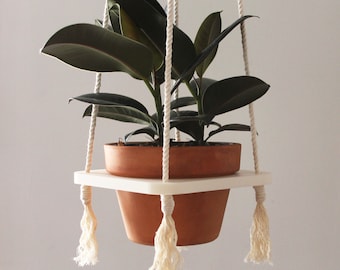 Indoor Planter / 6in Plant Hanger / Planter / Rubber Tree / Hanging Planter / Macrame Planter / Plant Hanger / Cotton Rope / Clay Pot /