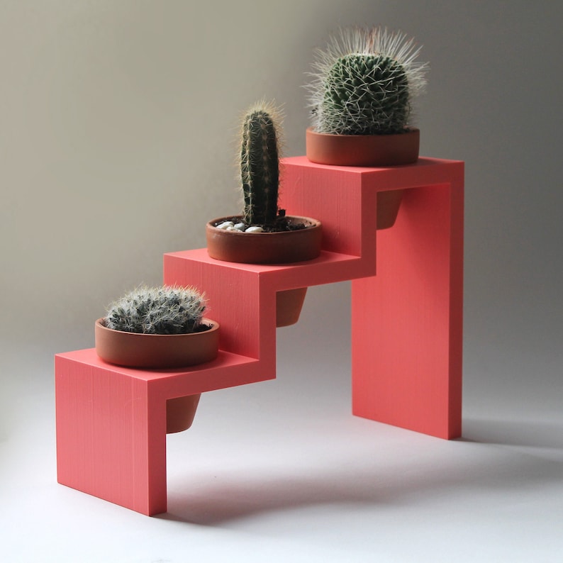 Décoration intérieure Jardinière bleue / Jardinière à pas Pot en argile / Porte-plantes / Pot de cactus / Étalage succulent / Pot en terre cuite Coral + 3 Clay Pots