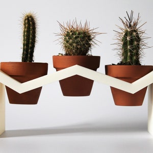 ZZ Planter / Indoor Planter / Cactae / Succulent / Plants / Gardening / Plant gift / Plant Stand / Terracotta pot / Plant Pot / Plant Stand White + 3 Clay Pots