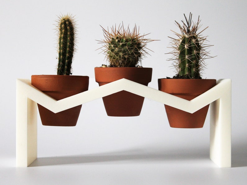 ZZ Planter / Indoor Planter / Cactae / Succulent / Plants / Gardening / Plant gift / Plant Stand / Terracotta pot / Plant Pot / Plant Stand White + 3 Clay Pots