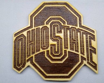 Ohio State Laser Engraved Wood College Football Logo Magnets