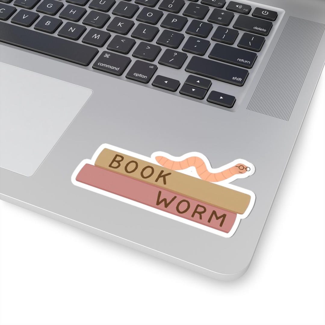 Book Worm Sticker | Kiss-cut Vinyl Bookworm Laptop Decal - Etsy