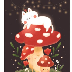 Art Print ~Dreaming~ | Art Print | Digital Illustration | Cute Illustration | Cat Illustration |