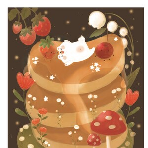 Art Print ~Pancake Dream~ | Art Print | Digital Illustration | Cute Illustration | Cat Illustration |