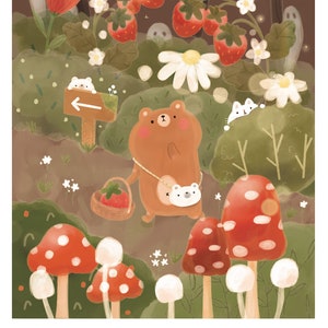Art Print ~Come home straight~ | Art Print | Digital Illustration | Cute Illustration | Bear Illustration |