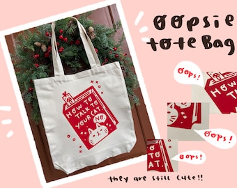 OOPSIE Iron-on tote bag   | cotton canvas | eco bag | Handmade iron-on |
