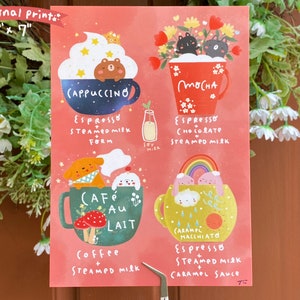 Seasonal Art Print ~Coffee Time~ | Art Print | Digital Illustration | Cute Illustration | Cat Illustration |