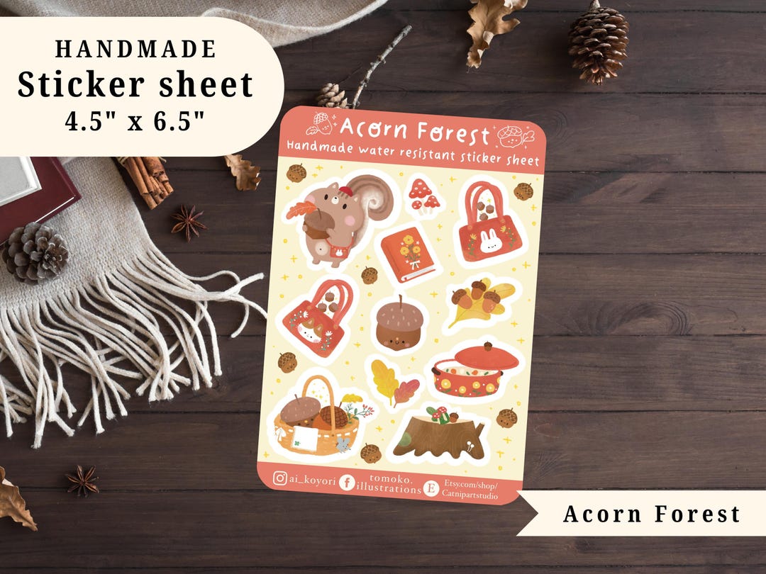 Sticker Sheet ~acorn Forest~ | Handmade Stickers | Laptop Stickers ...