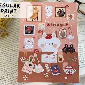 Art Print ~Book Lover~ | Art Print | Digital Illustration | Cute Illustration | Cat Illustration |