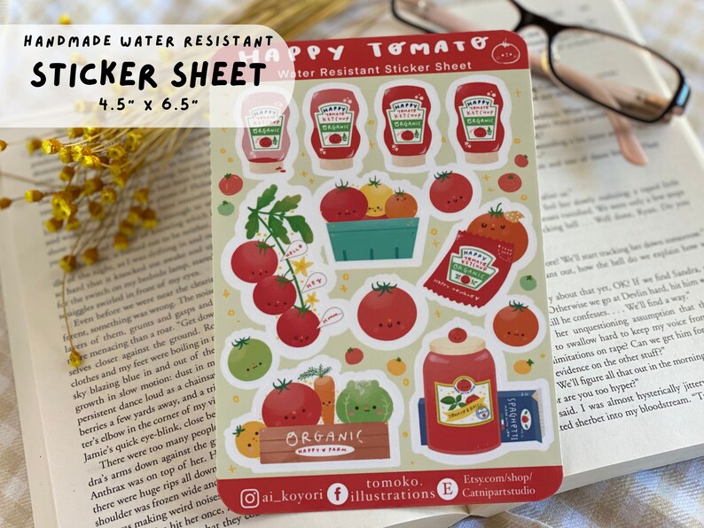 Tomato Sticker Rwards Sticker Sheet ~happy Tomato~ | Handmade Stickers | Laptop Stickers ...