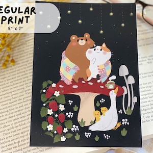 Art Print ~Stars~ | Art Print | Digital Illustration | Cute Illustration | Cat Illustration | Bear Illustration |