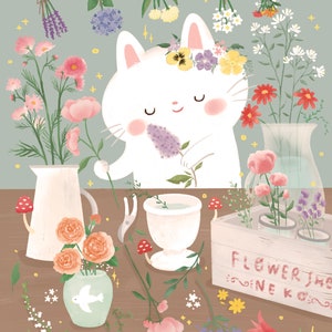 Art Print ~The Florist~ | Art Print | Digital Illustration | Cute Illustration | Cat Illustration |