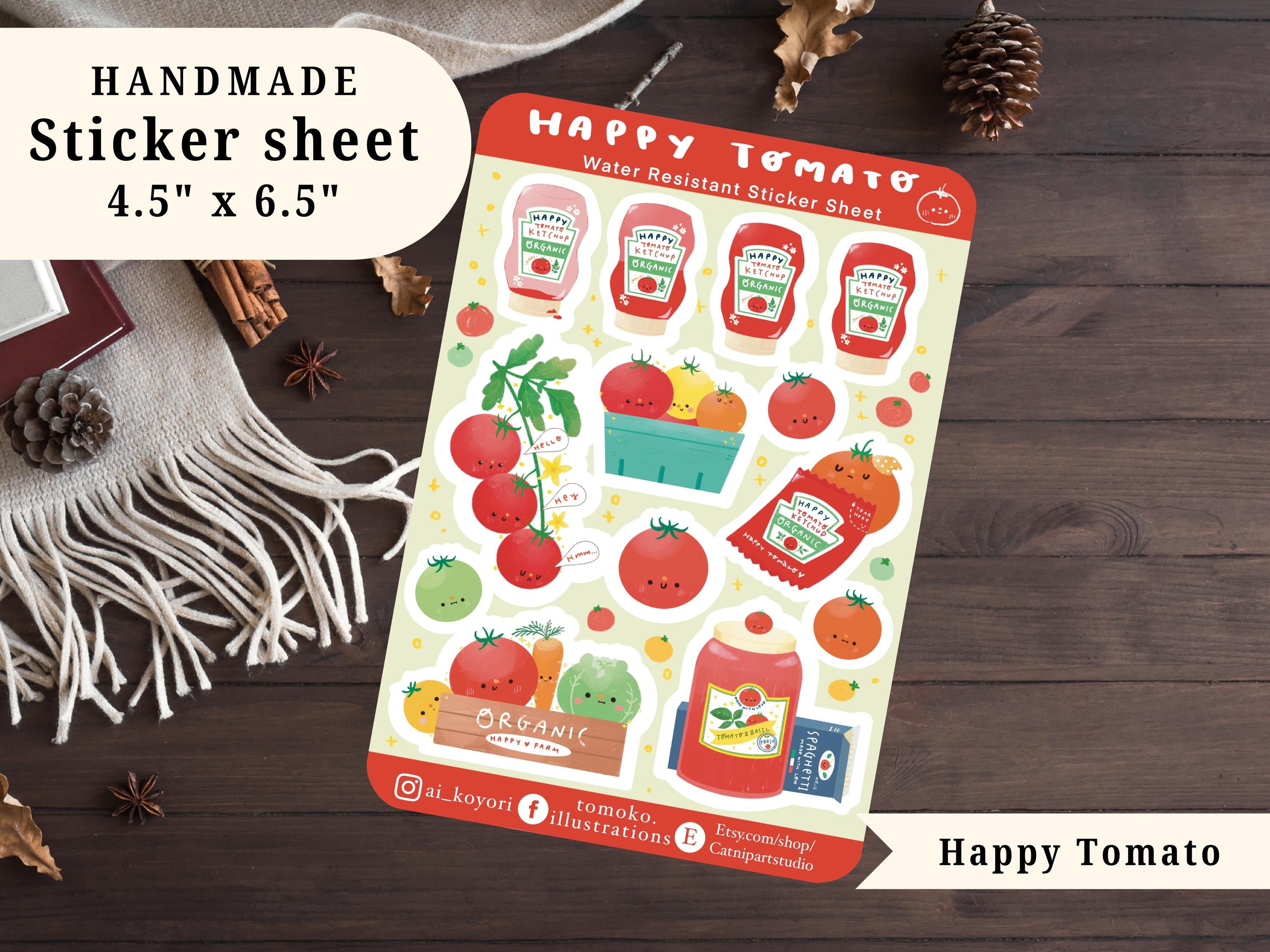 Tomato Sticker Rwards Sticker Sheet ~happy Tomato~ | Handmade Stickers | Laptop Stickers ...