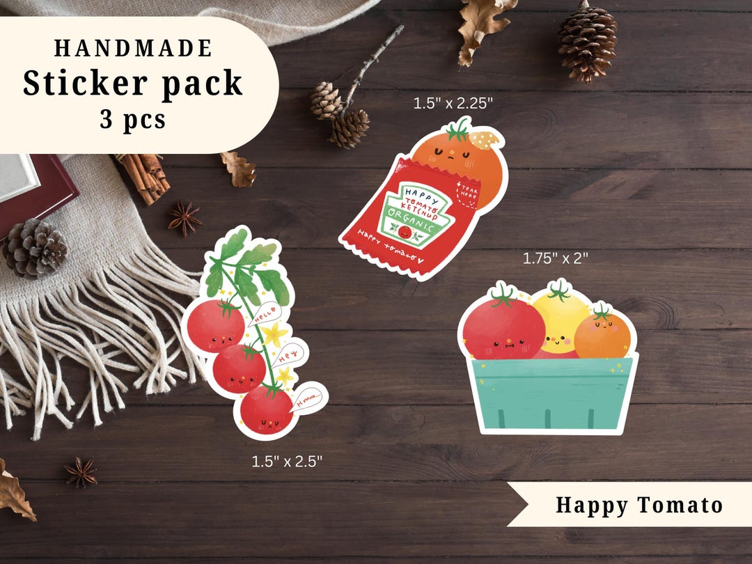 Tomato Sticker Rwards Sticker Packs ~happy Tomato~ | Handmade Stickers | Laptop Stickers ...