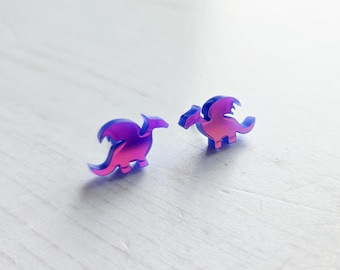 Dragon Laser cut acrylic stud earrings, fantasy, Storm, Quirky Jewellery.