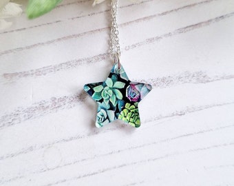 Star pendant, Laser cut Acrylic pendant, Glitter necklace, celestial jewellery