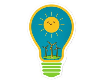 Windenergie Sticker - Zonne-energie Sticker - Sticker - Groene Stroom - Duurzaamheid Sticker - Schone Energie Sticker - Windmolen