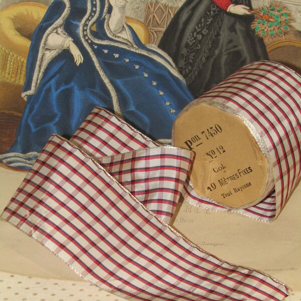 wide old ribbon XIXth 220 cm x 5 cm / doll dress, hats, textile creations ...
