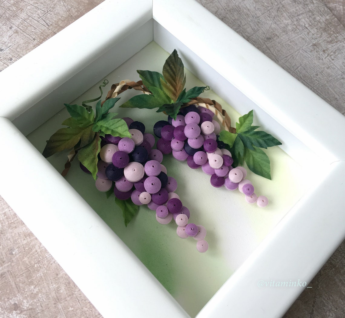 Quilling art. Miniature paper grape. Kitchen wall decor. Etsy
